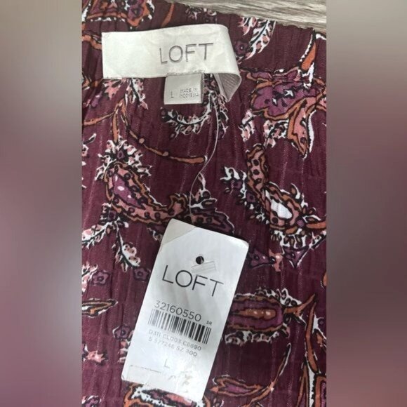 Loft Floral Square Neck Peplum Long Sleeve Blouse Size Large - Picture 8 of 12